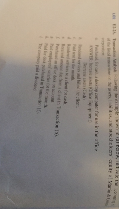  e shown in tay peiow, indicate the acco Lo2 E2A. Transaction