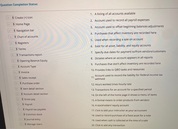  Question Completion Status: Create (+) icon Home Page - Navigation bar