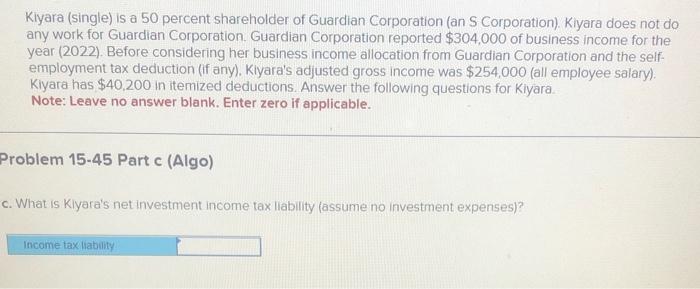 shareholder of Guardian Corporation (an S Corporation). Kiyara does not do any