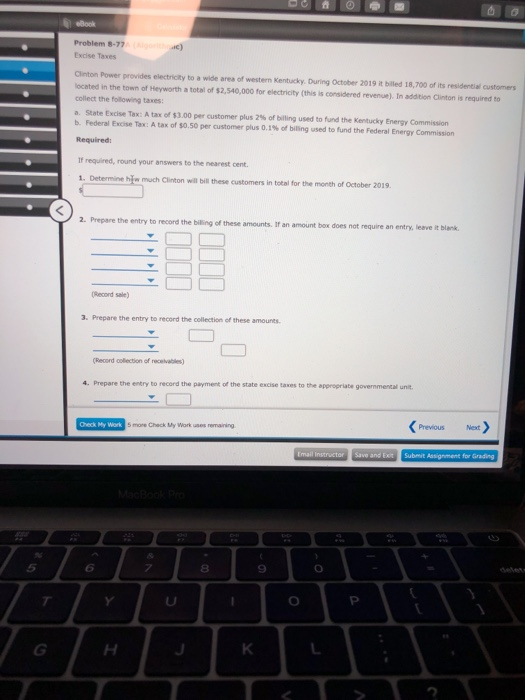  Problem -77 Excise Taves ) Clinton Power provides electricity to a