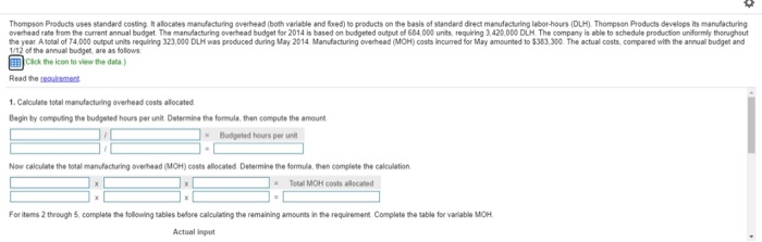 and fored) to products on the basis of standard direct manufacturing labor