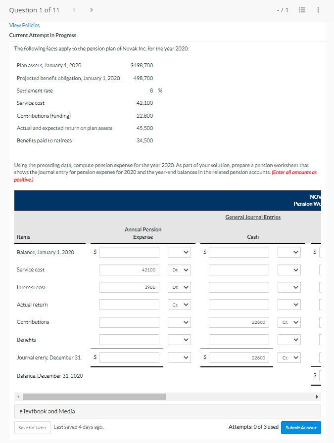 Current Attempt in Progress The following facts apply to the pension