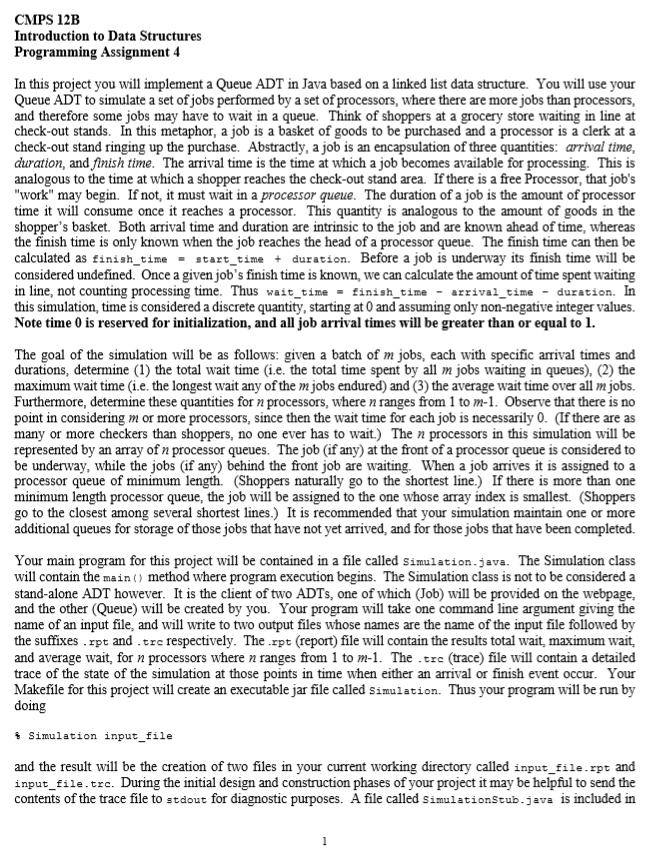 Hi, I'm having a really tough time with writing Simulation. java. All