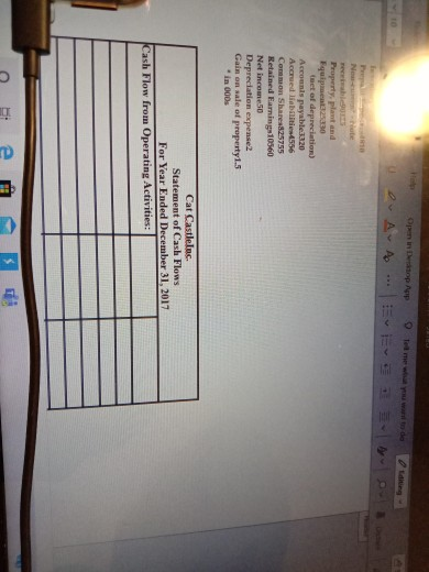 the following information for Cat Castle Incorporated prepare their statement of cash