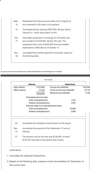 Problem 3 Selected transactions completed by Komett Company during its first fiscal