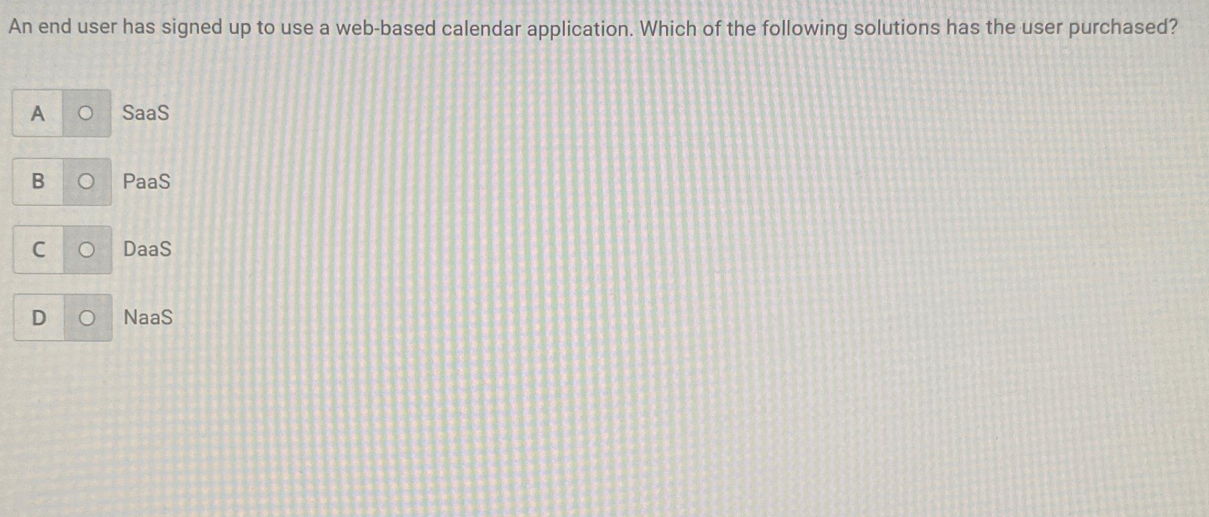  An end user has signed up to use a web-based calendar