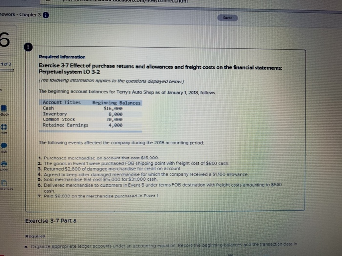  ework-Chapter 3 Required Information 1 of 3 Exercise 3-7 Effect of