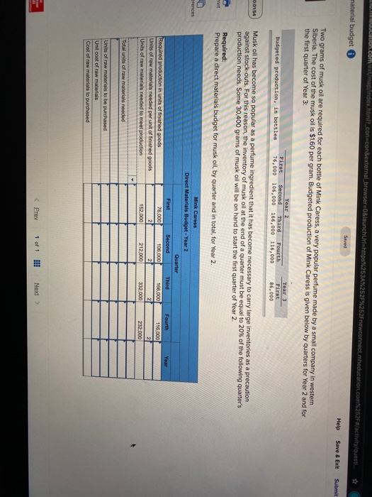  JUULILO.com/ext/map/index.html?_conecon&external browser=0&launchurl=https%253 F%252Fnewconnect.mheducation.com%252F#/activity questi material budget Saved Help Save & Exit