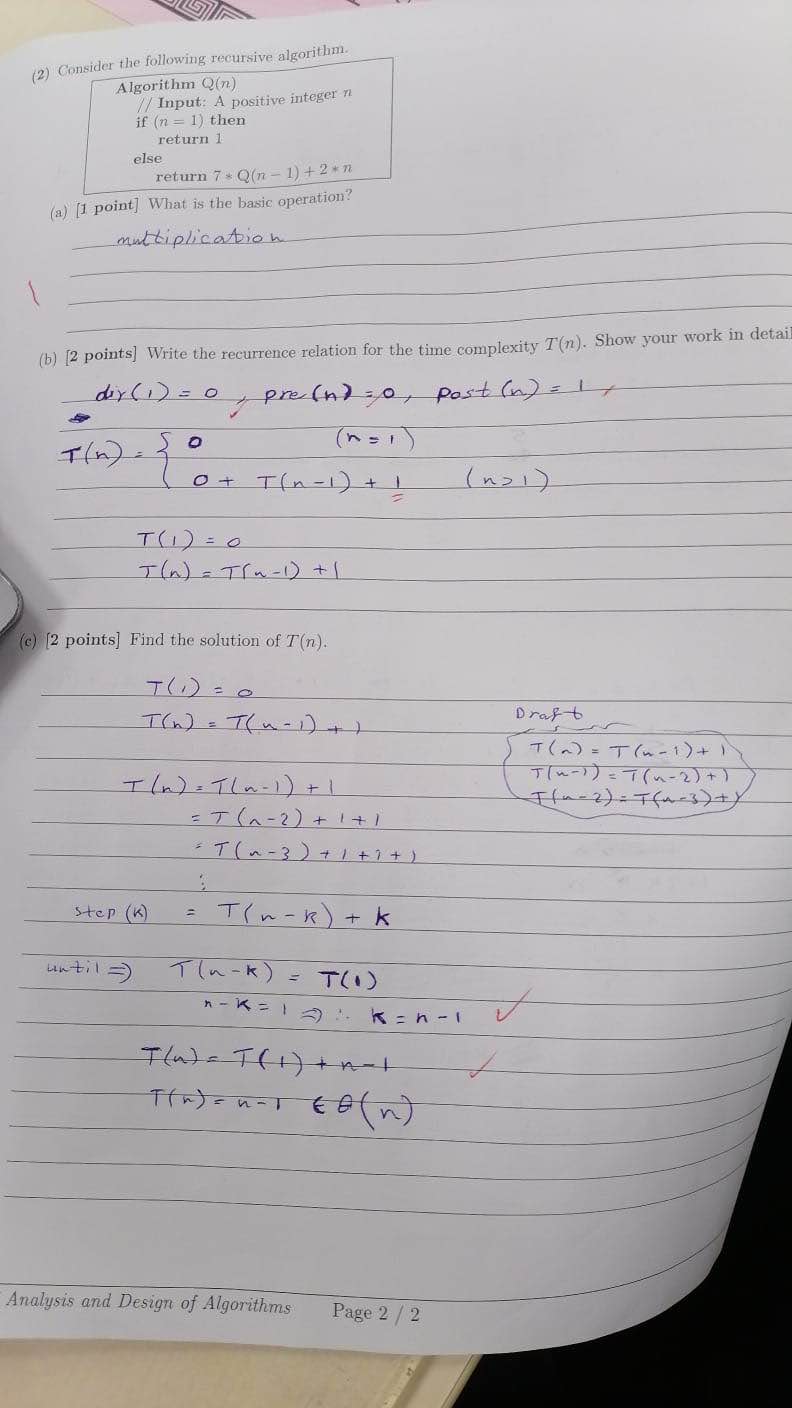  sider the following program segment.// Input: A positive integer n while