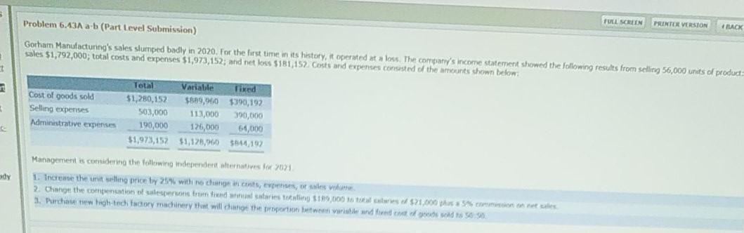  FULL SCREEN PRINTER VERSION BLACK Problem 6.43A a b (Part Level