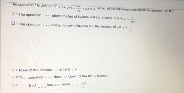 . R ran 35 The operation is defined on by Vaber.