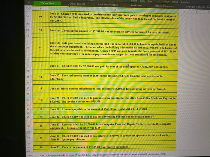 30-46 please 50 Sheet Legal Pad Transaction Description of transaction June 1: