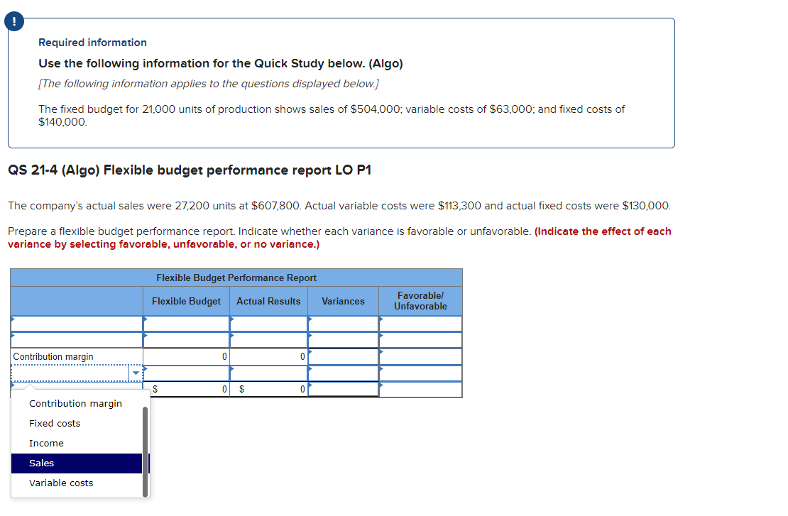  Required information Use the following information for the Quick Study below.