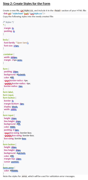 write code to completely validate the form to the specifications autlined belaw: