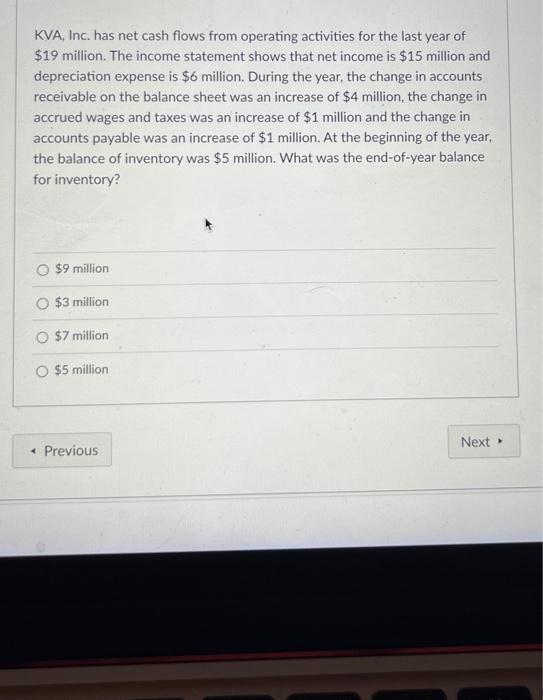  KVA, Inc. has net cash flows from operating activities for the