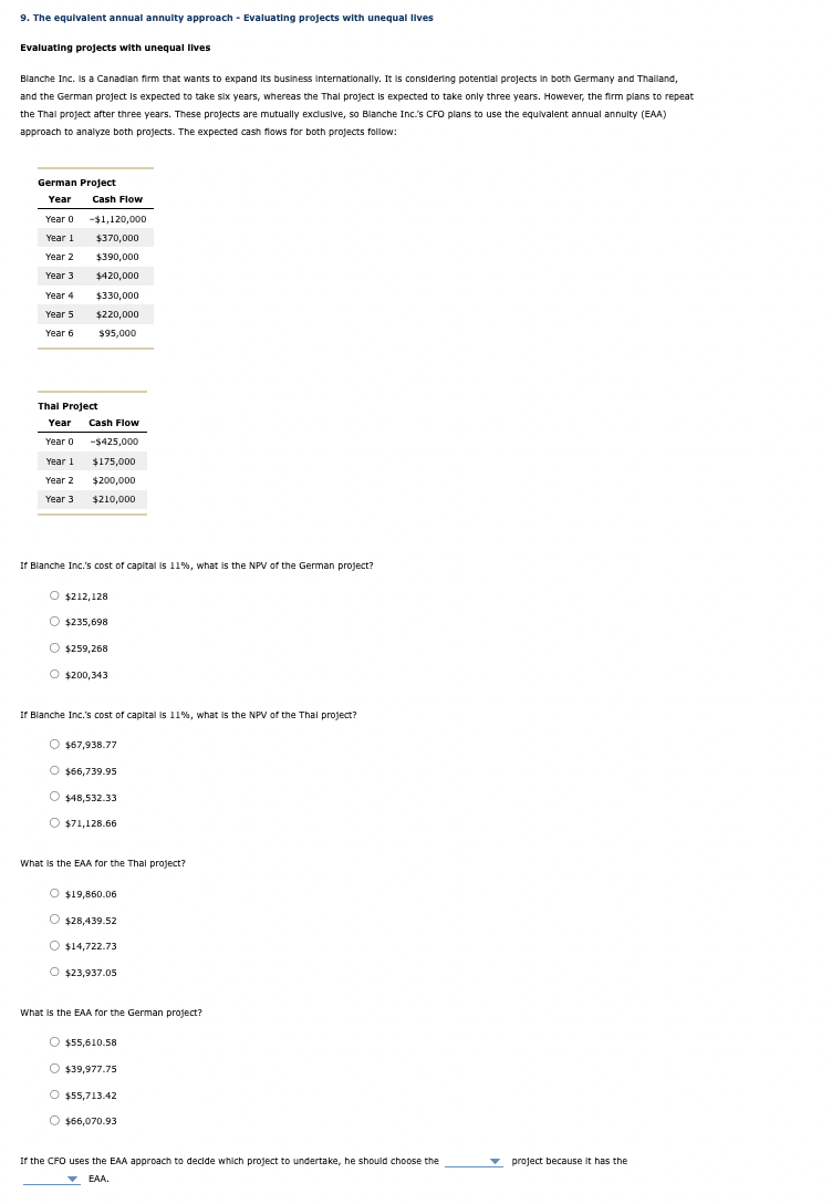  The equivalent annual annuity approach - Evaluating projects with unequal lives