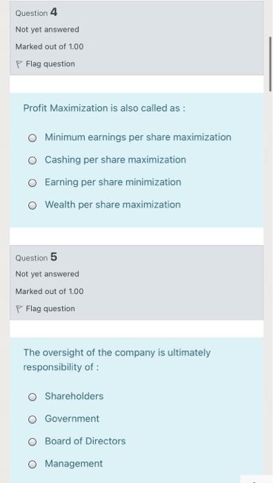 I want a quick solution without explanation Question 4 Not yet answered