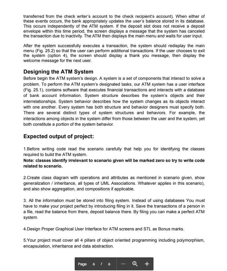 25.1). Each user can have only one account at the bank. ATM