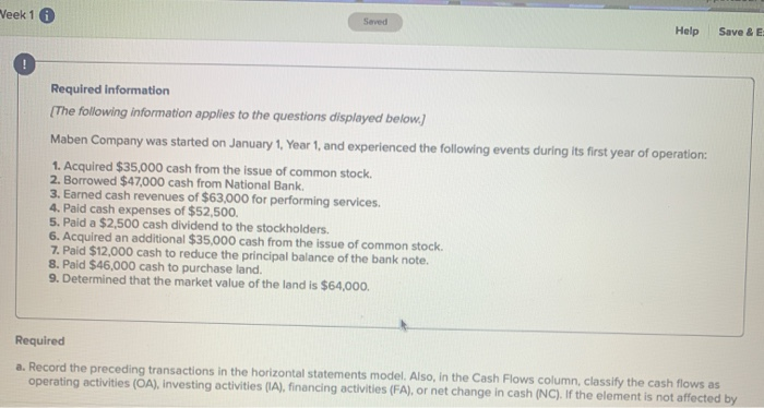  Veek 1 Seved Help Save & E Required information (The following