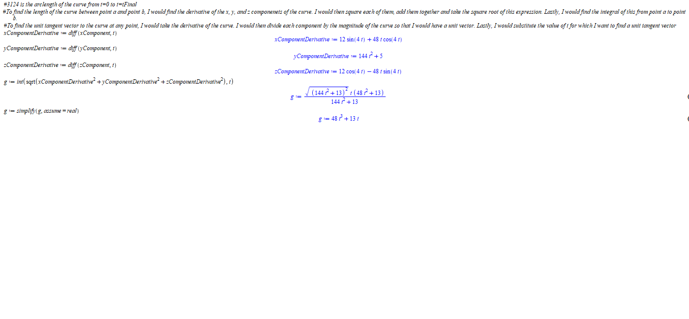 t = Tf inal, and animate a point moving along the curve,