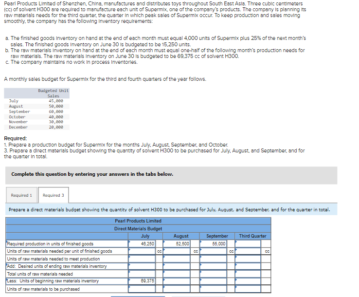  Please help fill out entire table! Including all months and 3rd
