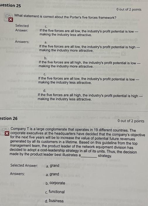  help please?! What statement is correct about the Porter's five forces