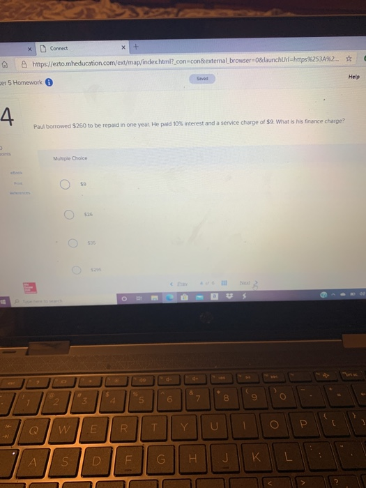  Connect + X https://ezto.mheducation.com/ext/map/index.html?con con&external browser=0&launchUrl=https%253A%2. Saved Help cer 5 Homework