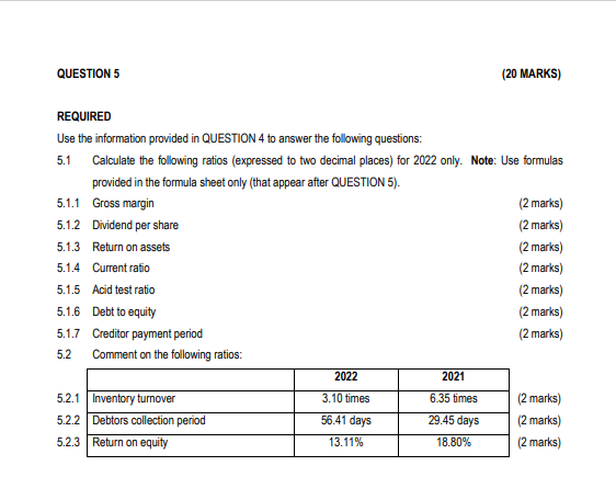  5.1 5.1.1 Gross margin = X = X = (2 marks)