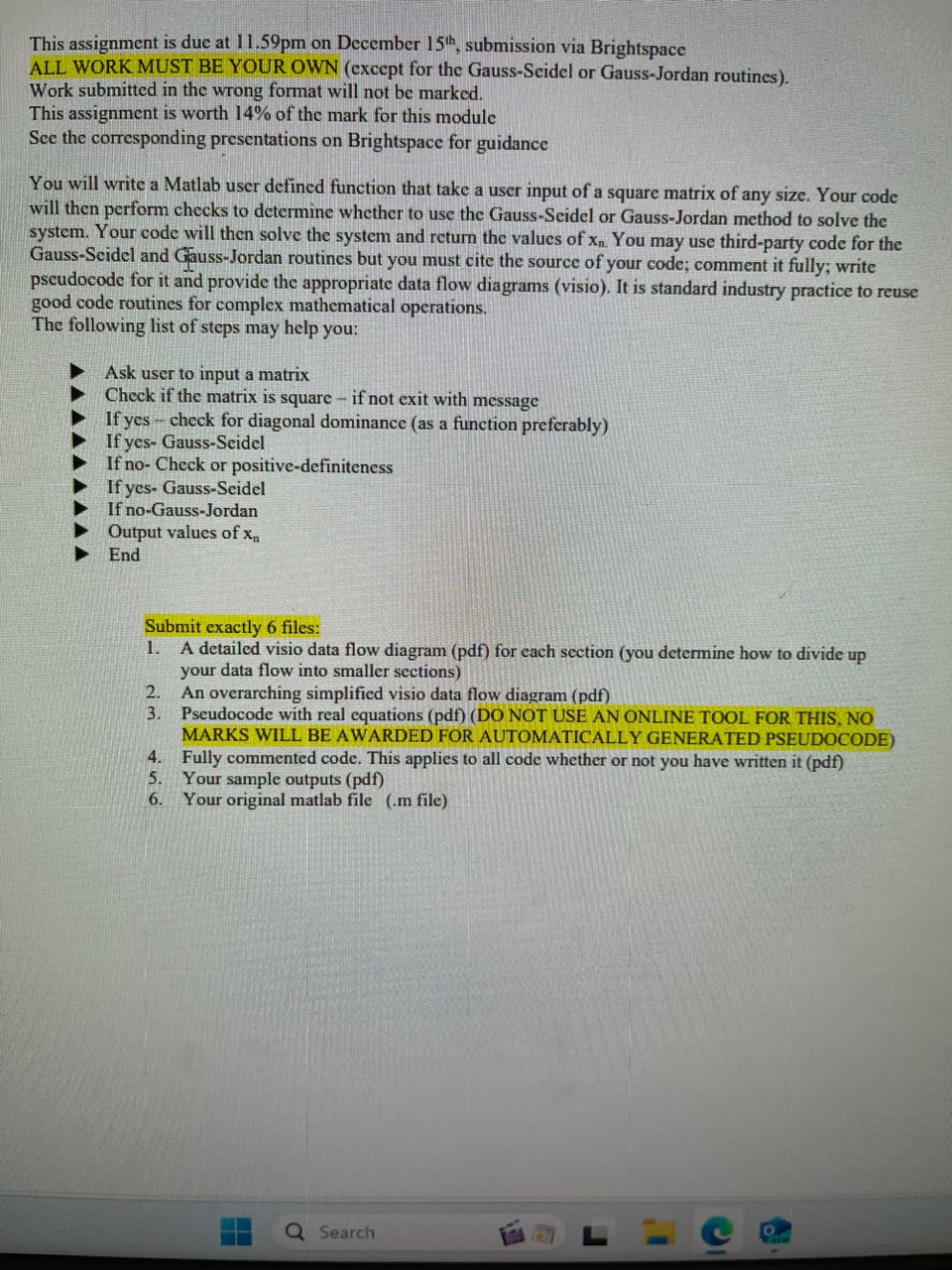  This assignment is due at 11.59pm on December 15th, submission via