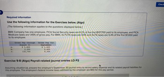 What would be the correct answers? Chech Required information Use the following