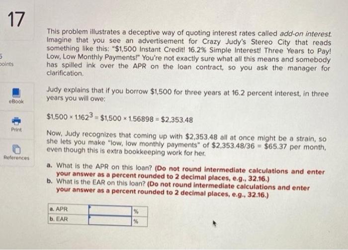  17 5 points eBook Print References This problem illustrates a deceptive