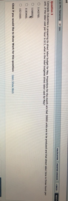  1:32 PM / Remaining: 87 min. CALCULATOR PRINTER VERSION BACK NEXT