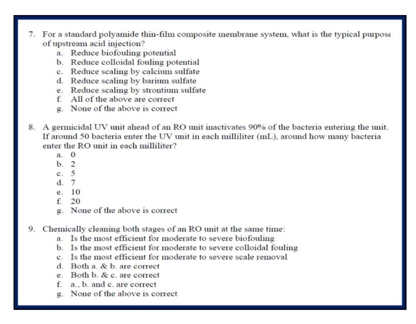  For a standard polyamide thin-film composite membrane system, what is the