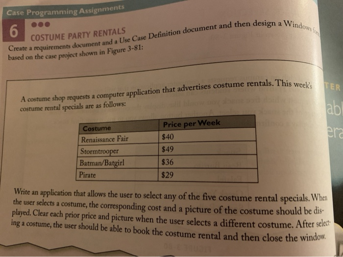  Case Programming Assignments on a Windows 6. . COSTUME PARTY RENTALS