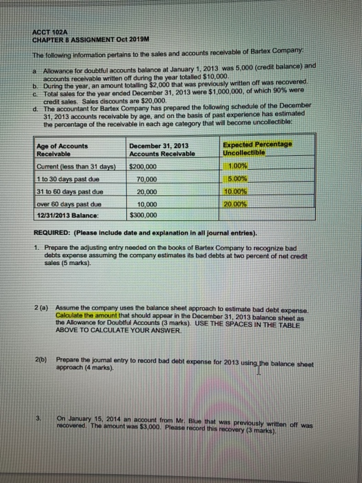  ACCT 102A CHAPTER 8 ASSIGNMENT Oct 2019M The following information pertains