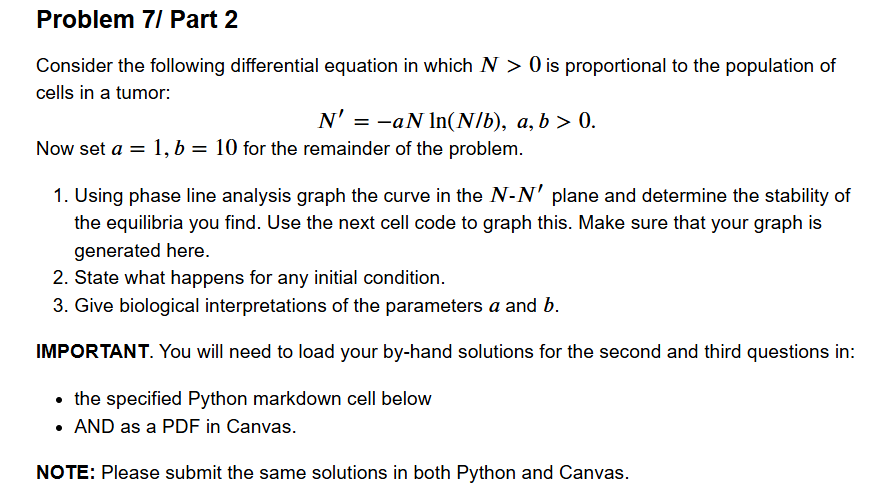  Problem 7/ Part 2 Consider the following differential equation in which