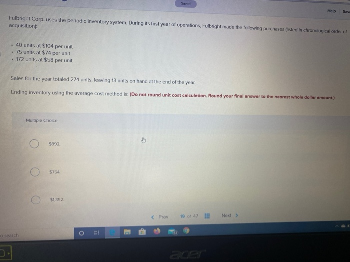 Saved Help Sew Fulbright Corp. uses the periodic inventory system. During