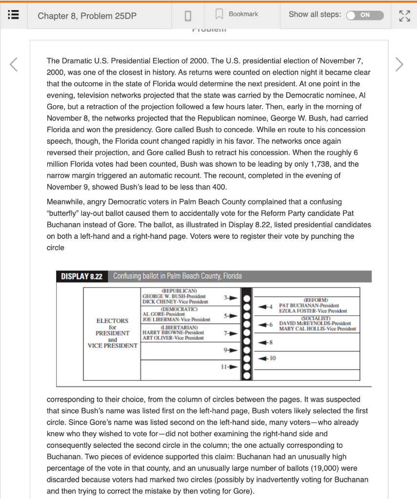  Show all steps: Bookmark Chapter 8, Problem 25DP ON FIODIGI The