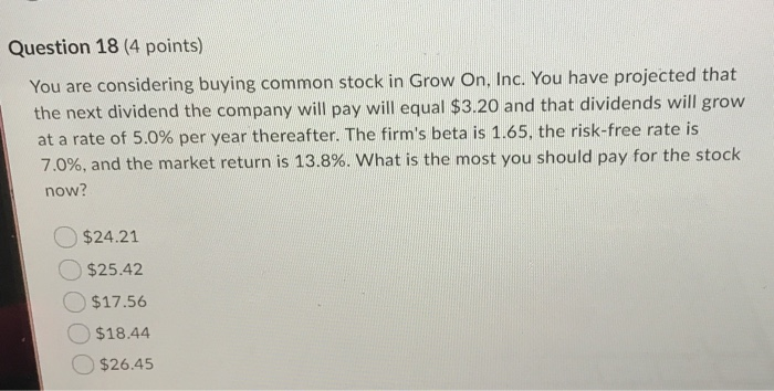  need help with these questions please Question 18 (4 points) You