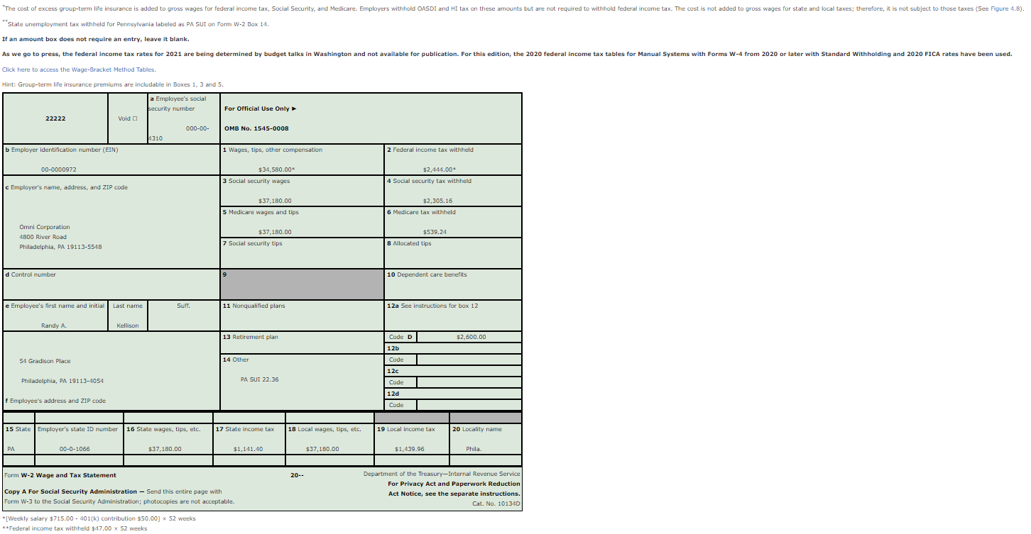 the first full week of 20-, the Payroll Department of Omni Corporation
