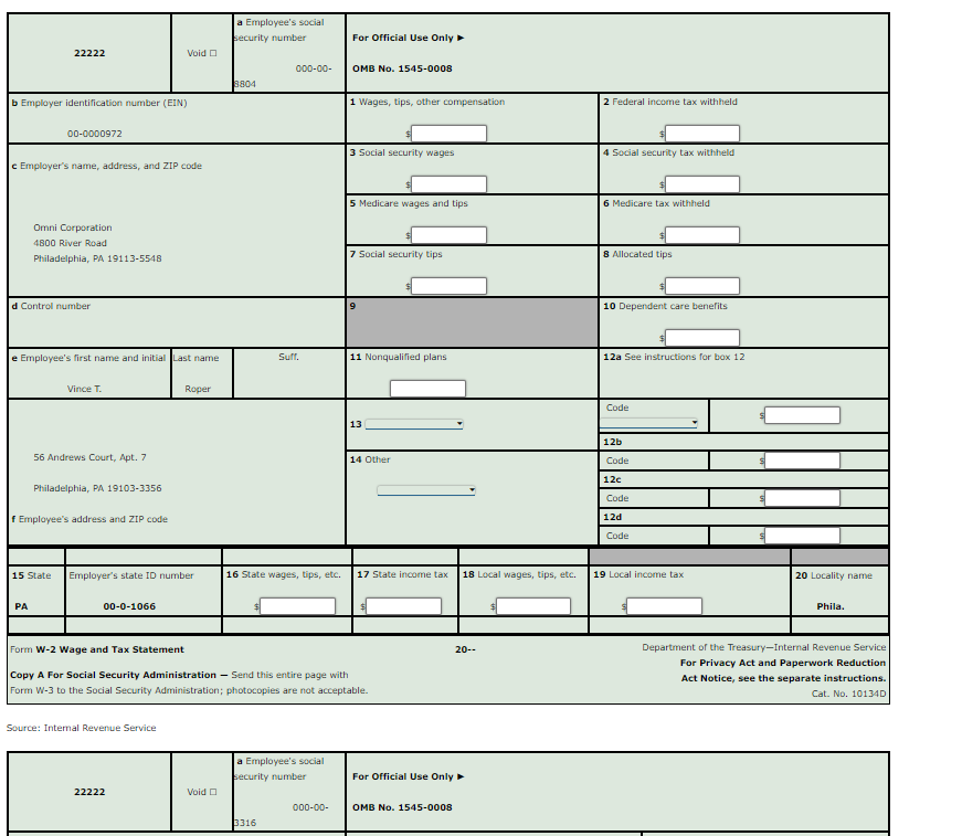 is preparing the Forms W-2 for distribution to its employees along with