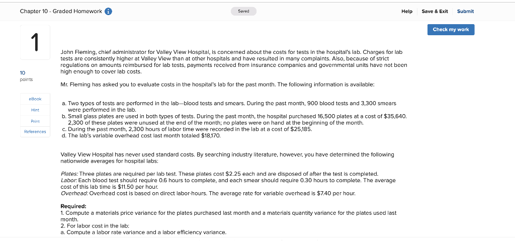  Chapter 10 - Graded Homework A Saved Help Save & Exit