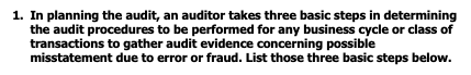 1. In planning the audit, an auditor takes three basic steps
