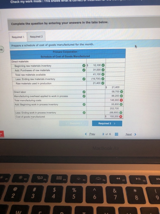 incorrect for the work you have completed so far. It does not