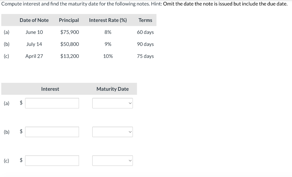 PLEASE HELP, DUE TONIGHT AND I WILL RATE YOUR ANSWER!!! Compute interest