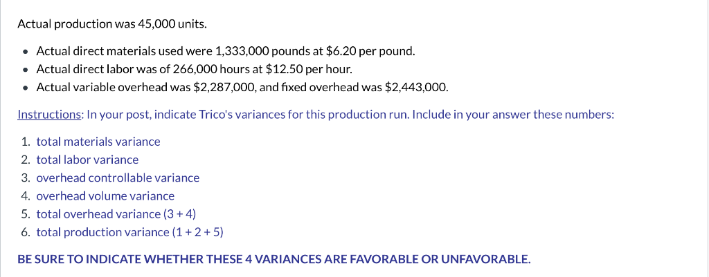 pictures Total Variance (widgets) Trico Company uses a standard cost system to