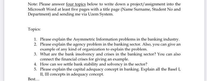  Note: Please answer four topics below to write down a project/