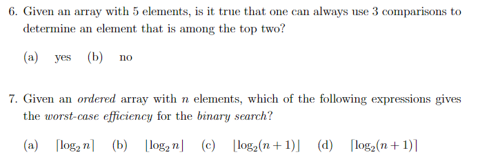  6. Given an array with 5 elements, is it true that