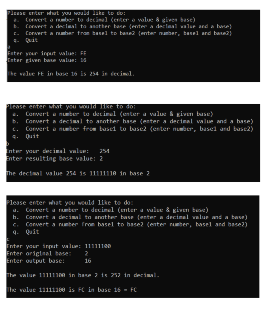 I don't know how to write the code for different bases #include