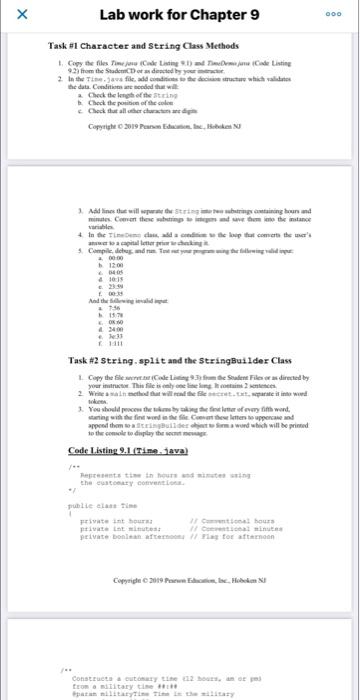 Class Methods 1. Copy the files Time java (Code Listing 9.1) and